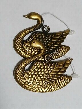 Hallmark Pair Of Solid Brass Swans Christmas Ornaments